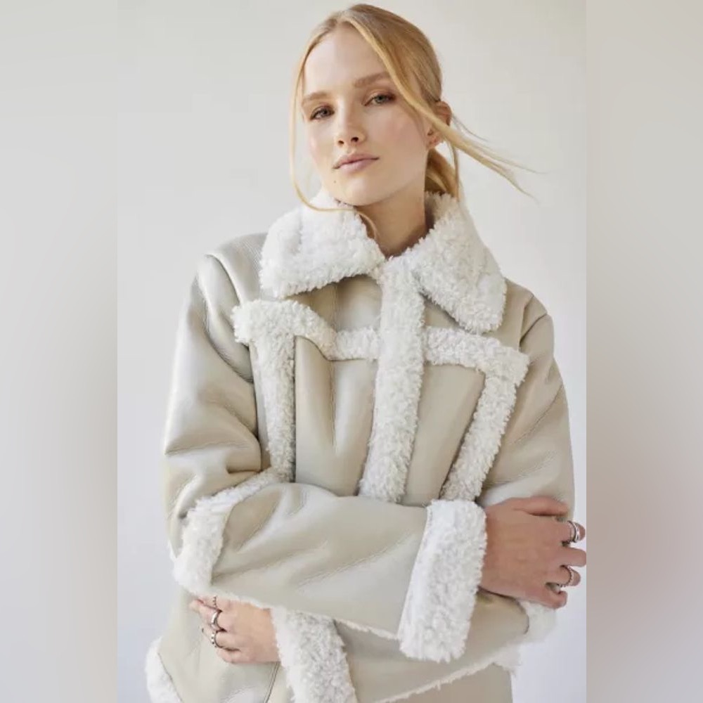 Urban Outfitters Willa Faux Leather Fur Sherpa Jacket Coat